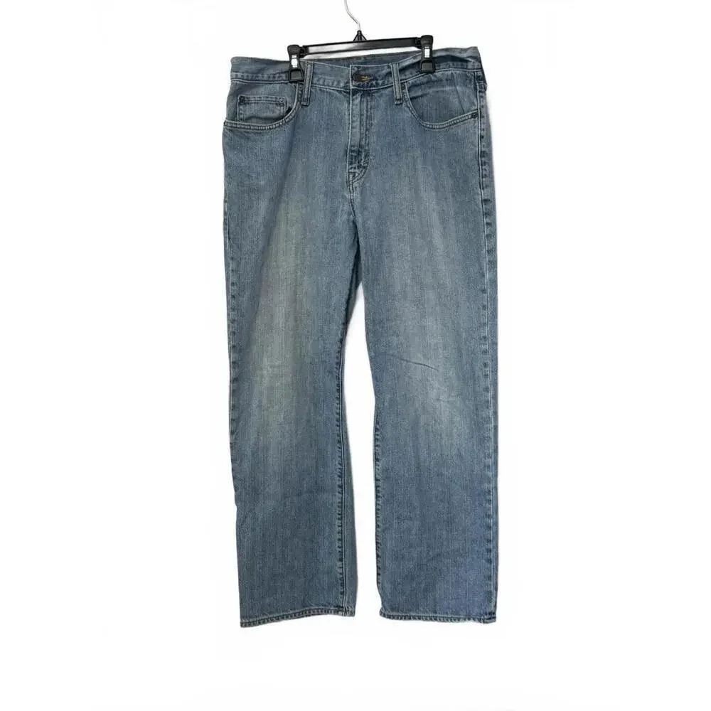 Levis Jeans Mens 33x30 Light Wash Blue 505 Regular Fit 100% Cotton Straight Leg